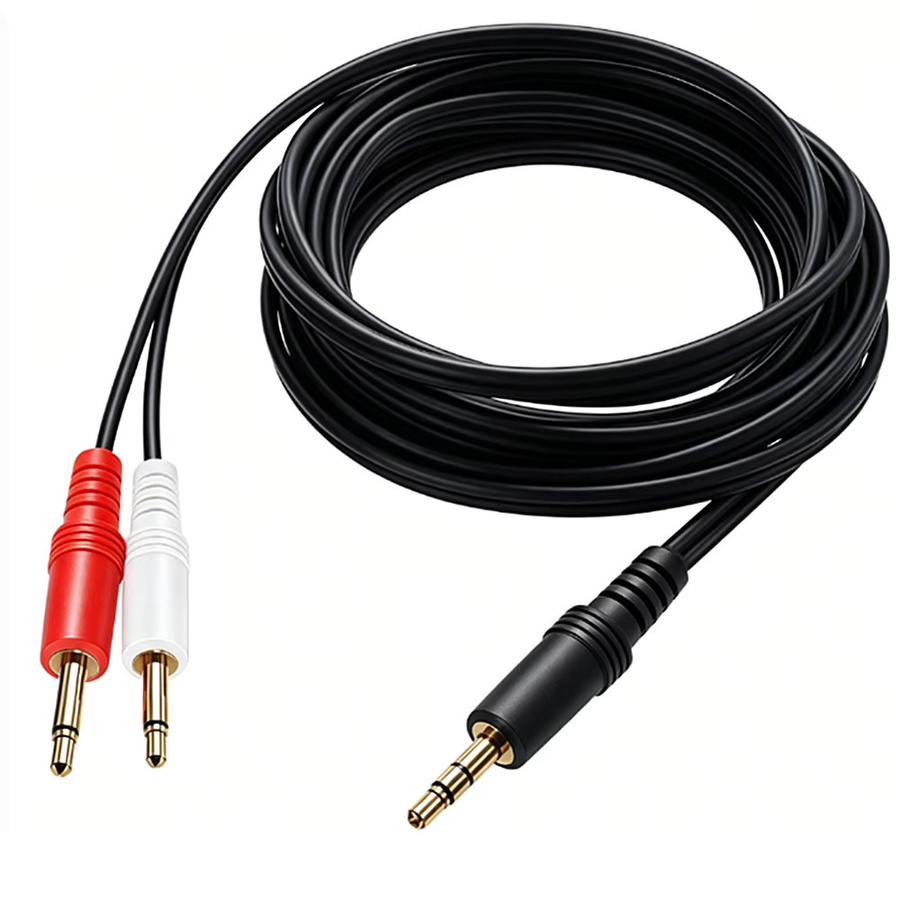 BSN Breakout-Kabel 3,5mm TRS Stereo-Stecker auf Dual 3,5mm TS Mono-Stecker, Rot/Weiß/Schwarz/Mehrfarbig - Bild 4