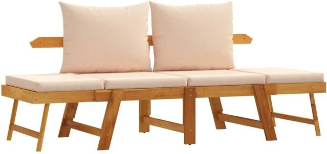 vidaXL Gartenbank 2-in-1 aus Massivholz Akazie mit Kissen in Beige - Bild 1