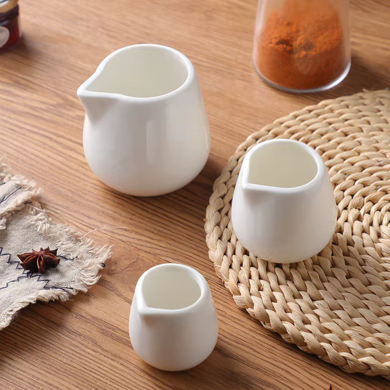 YWDL Keramik-Milchkrug für Espresso, Kaffee und Sahne, Weiß, 50 ml / 100 ml / 220 ml - Bild 2