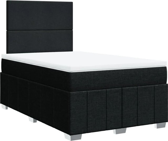 vidaXL Boxspringbett mit Matratze Schwarz, Hybridbett mit USB-Ladeport und Unterbettbeleuchtung, B/T: 120 x 190 cm - Bild 1