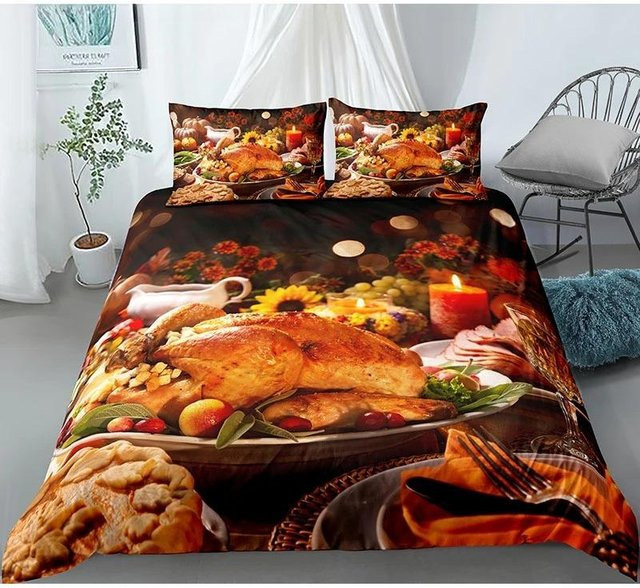 Lodestar 3D Bettwäsche-Set mit Fleisch- und Meeresfrüchte-Print, 3-teilig, Multicolour, B/H: 228 x 228 cm - Bild 1
