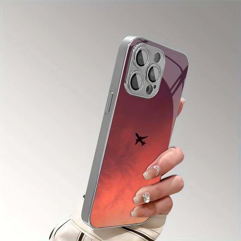 Handyhülle mit Sonnenuntergang Cloud Flugzeug Druck für Samsung Galaxy S25 S24 S23 S22 S21 S20 S10 FE Plus Ultra 5G in Multicolour mit Luxus Glasabdeckung - Bild 2