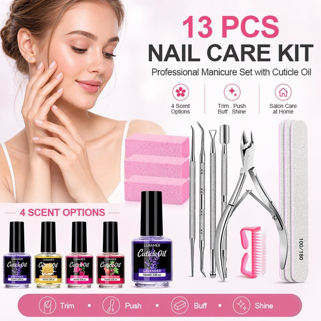 jaysuing Nagelpflege-Set, 13-teilig, Rose, mit Nagelhautöl, Unisex - Bild 1