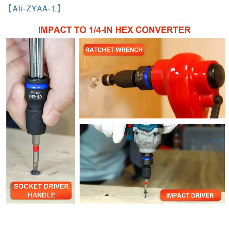 JETTING Schlagschrauber-Sechskantadapter für Schraubendreher-Bits mit 1/2, 3/8 und 1/4 Zoll Vierkantantrieb auf 1/4 Zoll Schnellverschluss, Schwarz - Bild 2