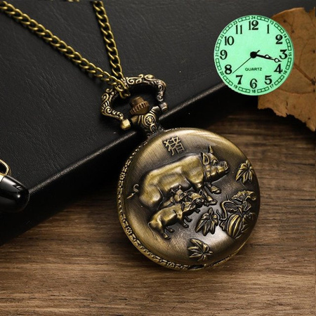 Rich House Taschenuhr, Quarz, Metall, Gold, Unisex