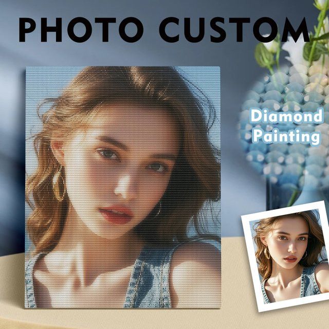 CHENISTORY 5D Diamantgemälde Set zum Selbermachen mit individuellem Foto als Diamant-Stickerei Kit für Mosaik-Porträts und Heimdekoration - Bild 1