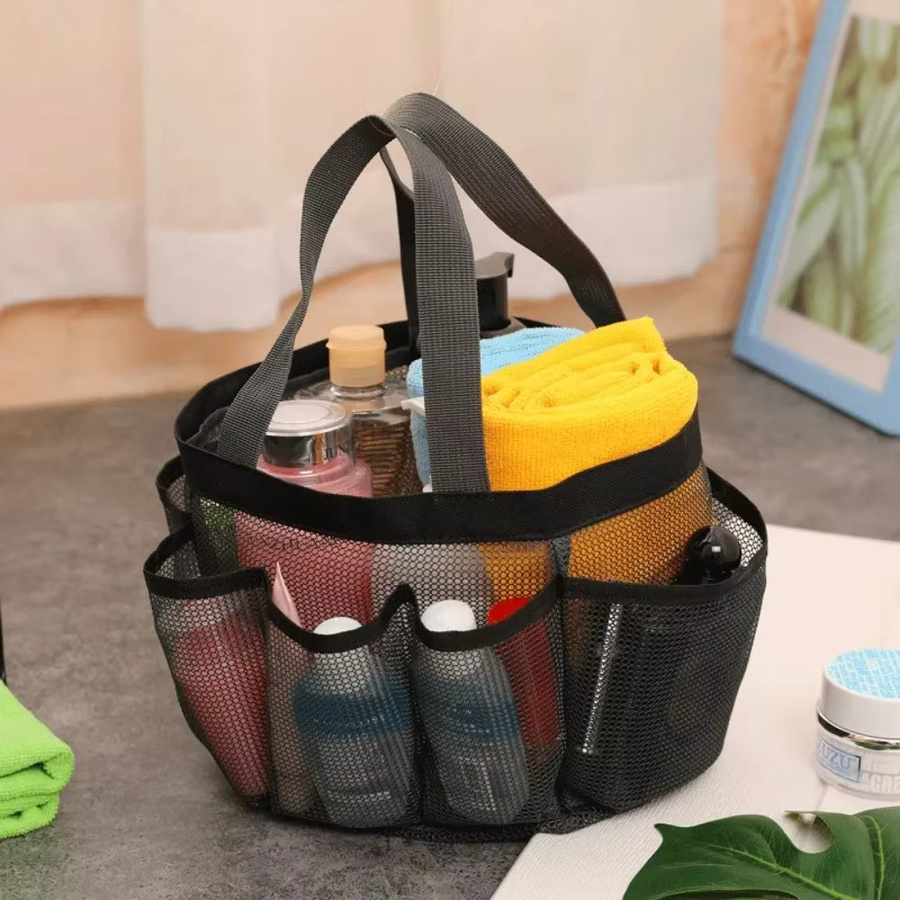 Bonytain Tragbare Waschtasche aus Netzstoff in Schwarz, Hängender Duschorganizer und Kosmetikbeutel zum Schnelltrocknen, Breite: 20,0 cm, Tiefe: 18,0 cm - Bild 2