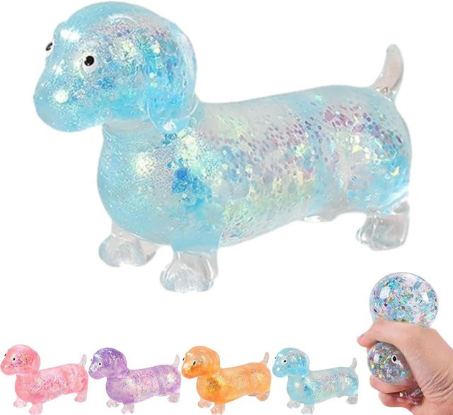 Glitzernder Dackel Squishy Knetspielzeug, blau - Bild 1