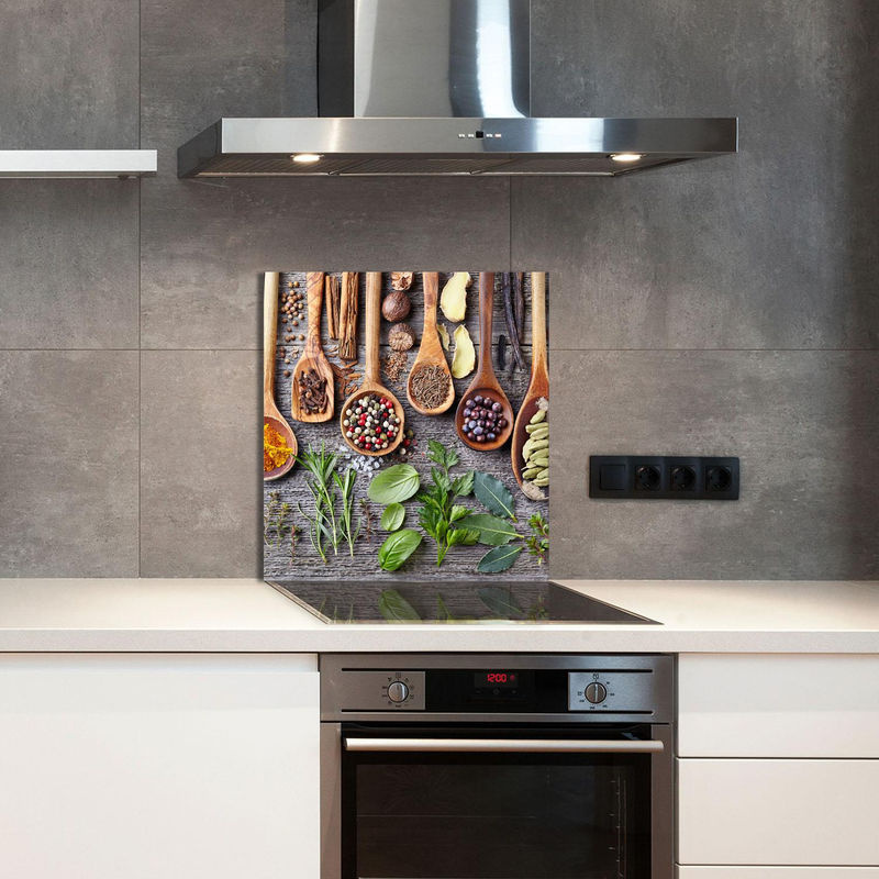 Modernes Glaspanel für die Küche mit floralem Design in Mehrfarbig, B/H: 60 x 65 cm - Bild 5