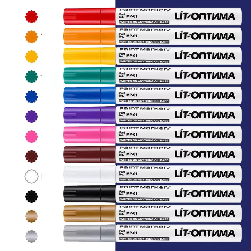 Kissbuty Permanent-Farbmarker Set mit 12 Farben, wasserfeste Markierungsstifte für Reifenprofil, Gummi, Stoff und Metall, Farbe: Weiß und Mehrfarbig - Bild 3