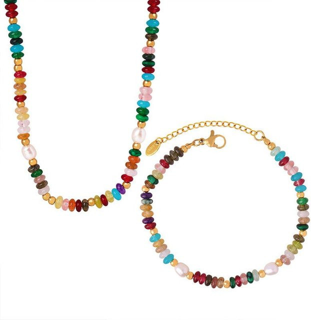 Lucky Star Jewelry Schmuck-Set, Edelstahl, Bunt, Perle, Zirkonia, Damen - Bild 1