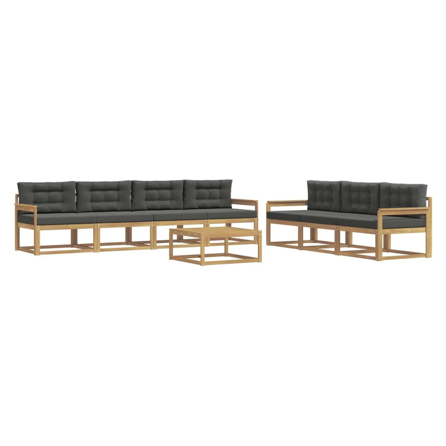 vidaXL Outdoor-Sofagarnitur aus Akazienholz mit Tisch und Kissen in Anthrazit und Weiß - Bild 2