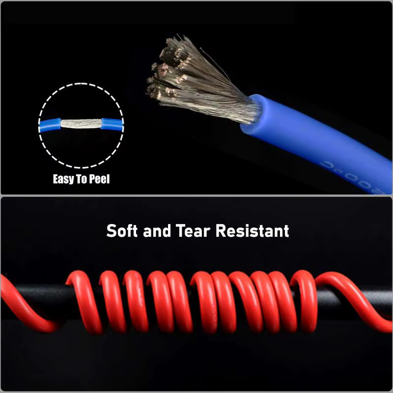 Flexibles Silikonkabel mit Zinnbeschichtung für Fahrzeugverkabelung und Autobatterien, erhältlich in den Stärken 30 bis 16 AWG, Farben: Weiß oder Mehrfarbig - Bild 3