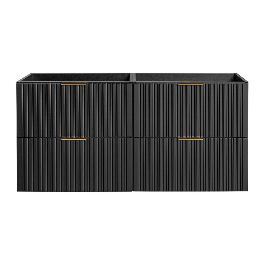 Vente-unique Waschbeckenunterschrank Zevara in Schwarz Matt im Art-déco-Stil mit gerippter Oberfläche, B/T/H: 120 x 46 x 57 cm - Bild 2