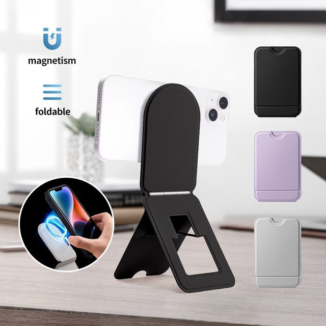 Magnetischer Telefonhalter aus Leder, faltbares Stativ mit verstellbarem Winkel, universelle Desktop-Halterung für dein iPhone - Bild 1