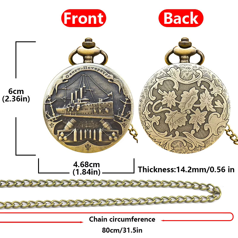 Wecin Steampunk-Taschenuhr Halskette, Quarz, Bronze, Unisex - Bild 4