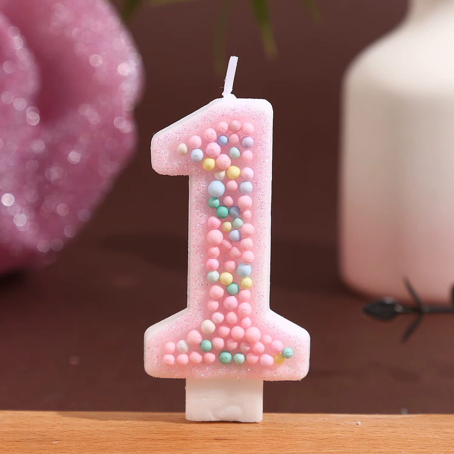 MINISO Macaron-Kugel-Kerzen-Set in Pink für die Kuchendekoration - Bild 2
