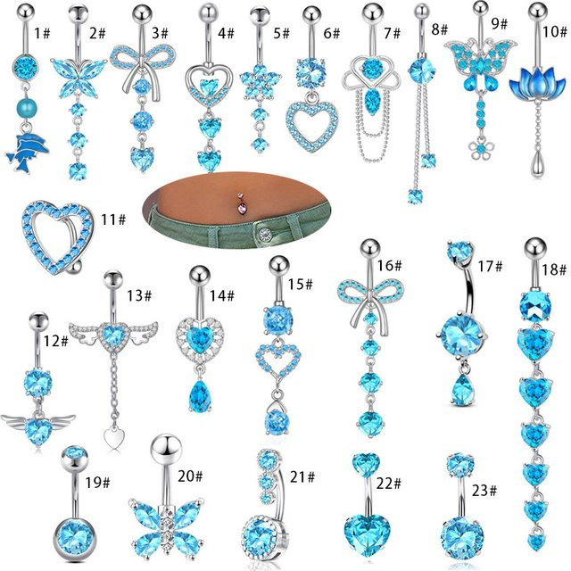 Nabelpiercing Herz, Blau, Edelstahl, Damen - Bild 1
