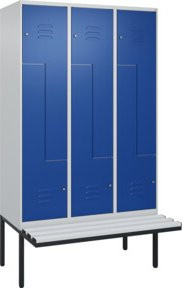 C+P Z-Spind Classic PLUS Sitzbank mit 6 Fächern und Zylinderschloss, B/T/H: 212,0 x 120,0 x 81,5 cm - Bild 1