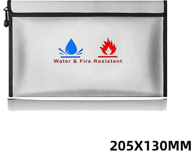 Binchi Outdoor Product Feuerfeste und wasserdichte Dokumententasche mit Reißverschluss als Organizer für Ausweise, Zertifikate und Bargeld in Schwarz, Silber, Weiß oder Grau - Bild 1