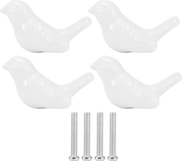 4er Set Neoglint Keramikknöpfe in Vogelform, weiß, Möbelzubehör für Schubladen und Schränke - Bild 1