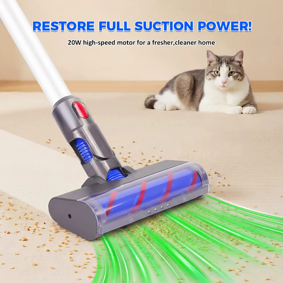Dyson Bürstenkopfteil mit LED-Licht und Direktantrieb für V7 V8 V10 V11 V15 Staubsauger, weiche Rollenbürste für Bodenreinigung - Bild 2