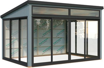 Palmako Holz-Gartenhaus Saga Slide Plus mit Pultdach in Grau, B/T: 420 x 297 cm - Bild 3