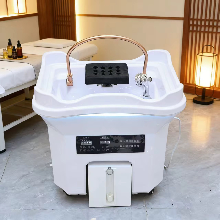 YQXH Kopfwaschliege mit Gegenstromwaschbecken in Weiß für den professionellen Friseursalon und Spa - Bild 2