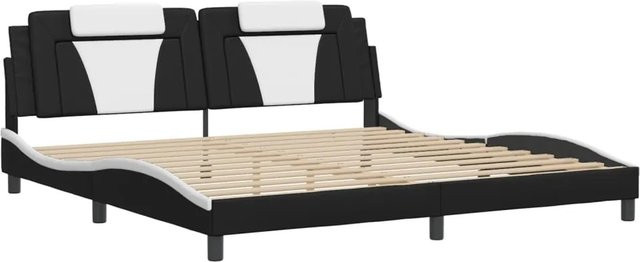 vidaXL Bettgestell Viana mit LED-Beleuchtung und USB-Anschluss in Schwarz und Weiß aus Kunstleder, B/T: 200 x 200 cm - Bild 1