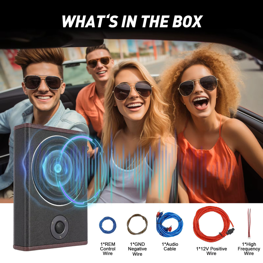 Ultra Slim Compact Active Subwoofer System 8 Zoll 600 W Underseat Car Audio Bass Box in Schwarz - Bild 2