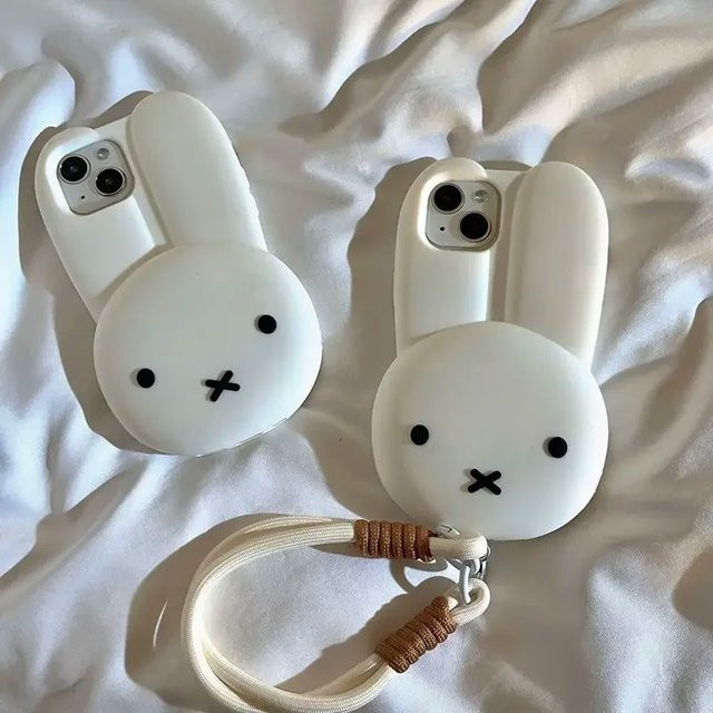 Miffy Silikon Handyhülle für iPhone 11 bis 17 Pro Max, Sturzsichere Schutzhülle im Cartoon Design, Farbe: Weiß - Bild 1