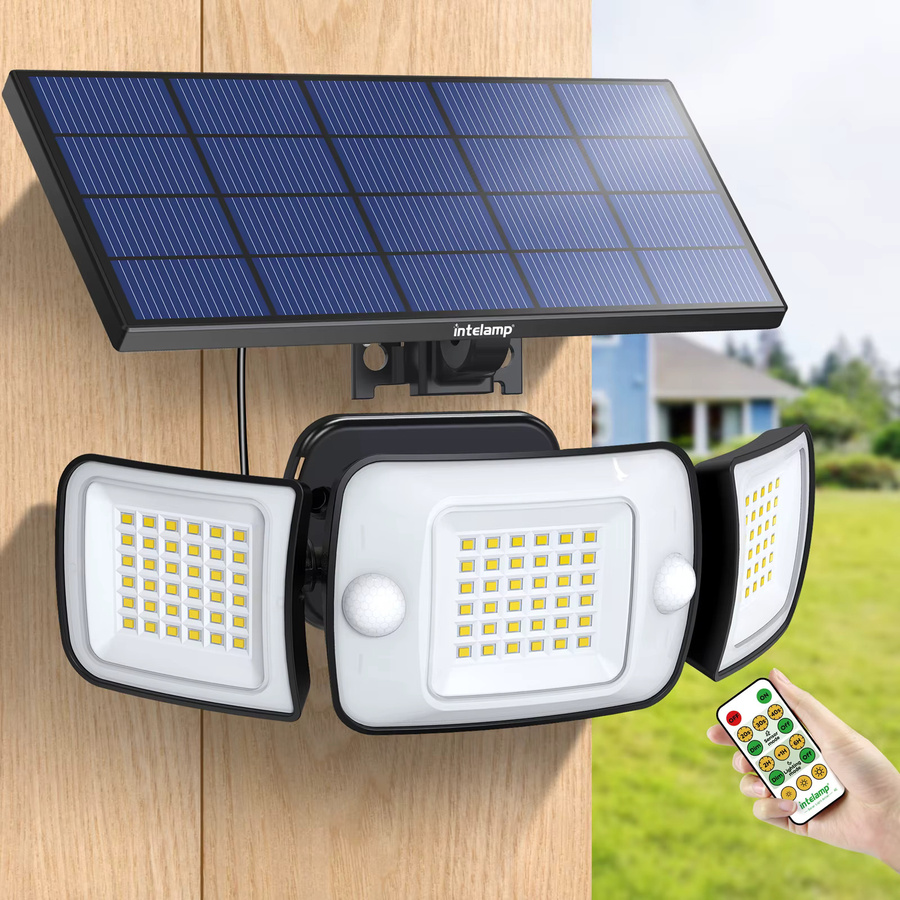 intelamp Solar-LED-Flutlicht mit Bewegungssensor für Außenbereich, Weiß - Bild 6