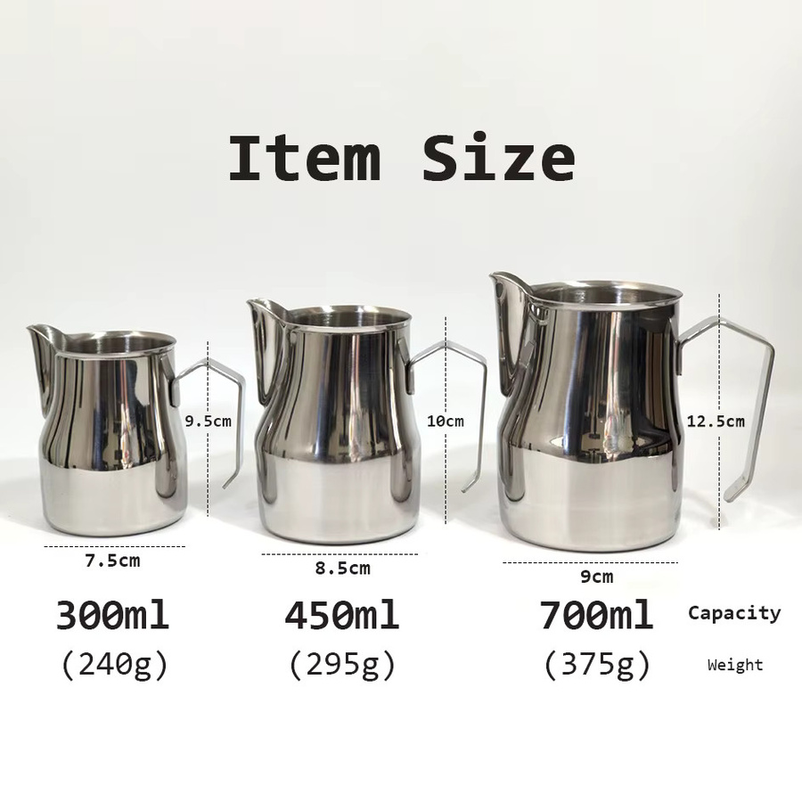 PERFFEE Espresso-Milchbecher aus Edelstahl in Silber, Milchkännchen mit einfachem Ausgießer für Kaffee und Milchaufschäumen - Bild 6