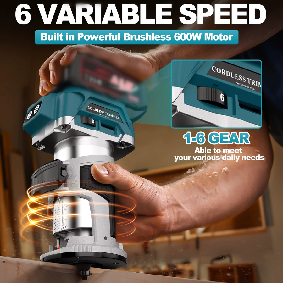 Makita Bürstenloser Elektrischer Trimmer für Holzbearbeitung, Fräsmaschine zum Gravieren und Schlitzen, kompatibel mit Makita 18V Akku - Bild 5