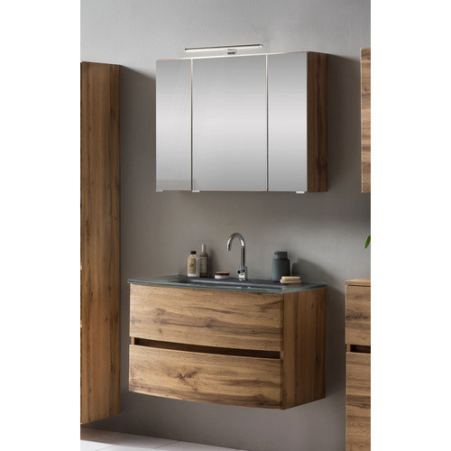 HELD MÖBEL Waschtisch-Set KOPENHAGEN, 4-teilig, braun, mit LED-Beleuchtung und Soft-Close-Türen - Bild 3