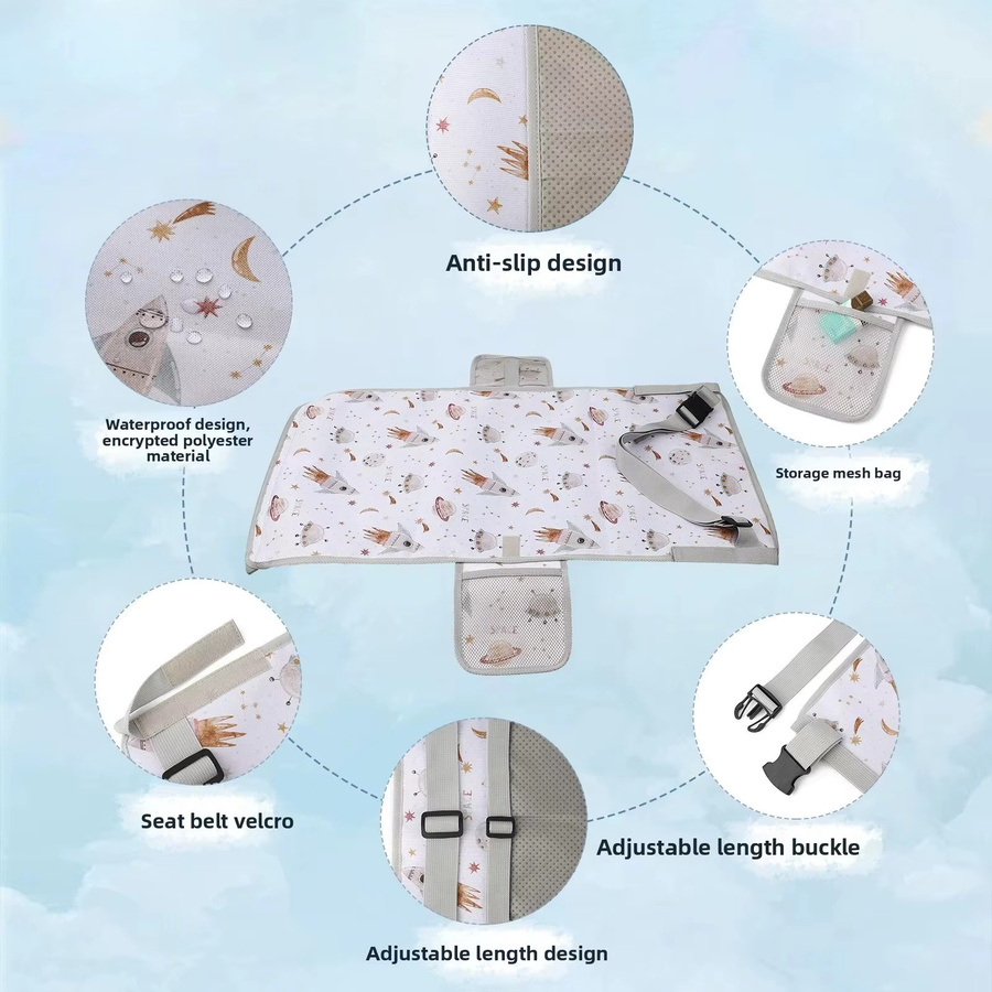 Multifunktionales Reise-Sitzverlängerungs-Pad für Kinder mit Cartoon-Design als Babybett und Flugzeug-Sitzverlängerung, Mehrfarbig - Bild 3