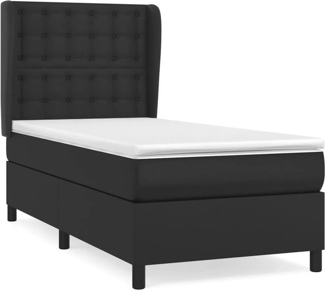 vidaXL Boxspringbett mit Matratze in Schwarz, Hybrid-Bett mit Taschenfederkern und Kunstleder, B/T/H: 80 x 200 cm - Bild 1