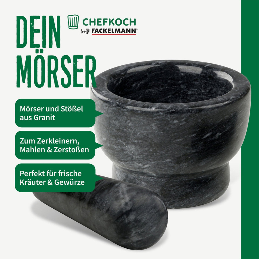 Fackelmann Mörser und Stößel aus Granit in Grau, rund - Bild 2