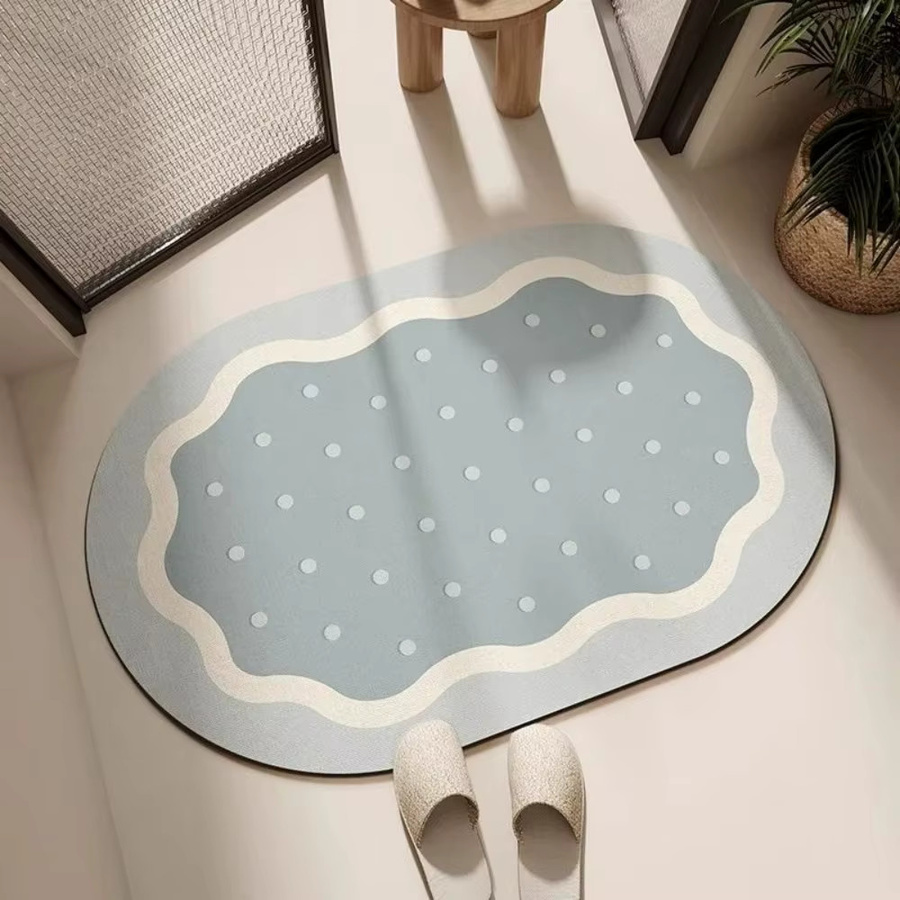 VIKAMA Schlafzimmerteppich mit gesprenkelten Wellen, rutschfeste und schnell trocknende Badezimmermatte für Eingangsbereich und Heimdekoration, B/T: 60 x 40 cm - Bild 2