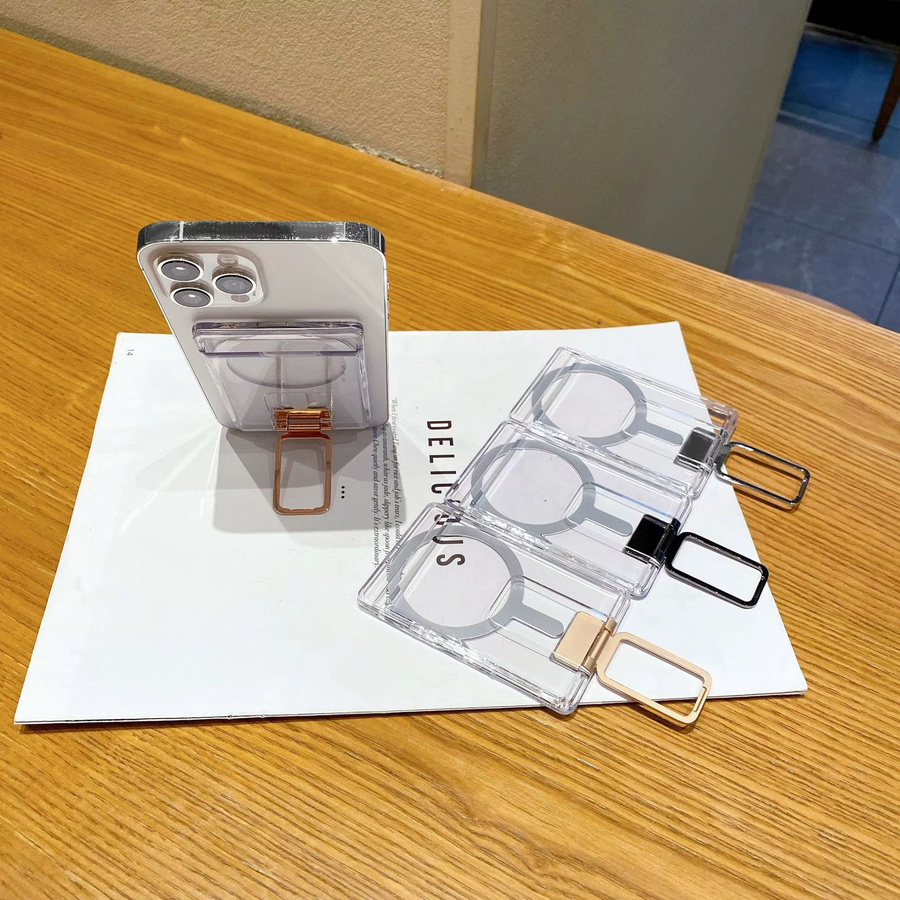Transparente magnetische Kartenhülle mit MagSafe und MacSafe Kompatibilität für iPhone und Samsung Galaxy S-Serie in Silber - Bild 2