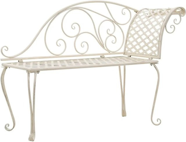 vidaXL Garten-Chaiselongue aus Metall in Antik Weiß mit einer Länge von 128 cm - Bild 1
