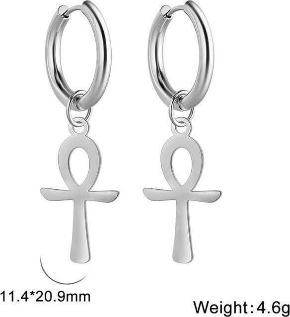 Hängeohrringe Ägypten Ankh Kreuz, Gold, Edelstahl, Damen - Bild 1