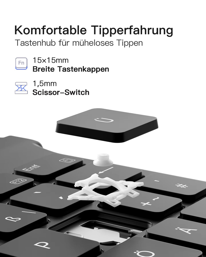 Samsung Hülle mit Tastatur für Galaxy Tab A9+ / A9 Plus 11 Zoll (2023), Schwarz - Bild 5