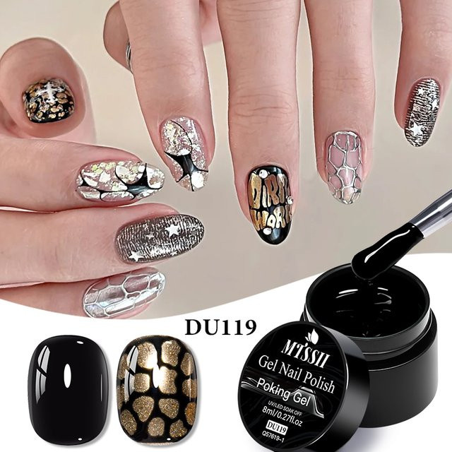 MTSSII Poking Nail Gel, Weiß & Schwarz, 8 ml, Glänzend - Bild 1