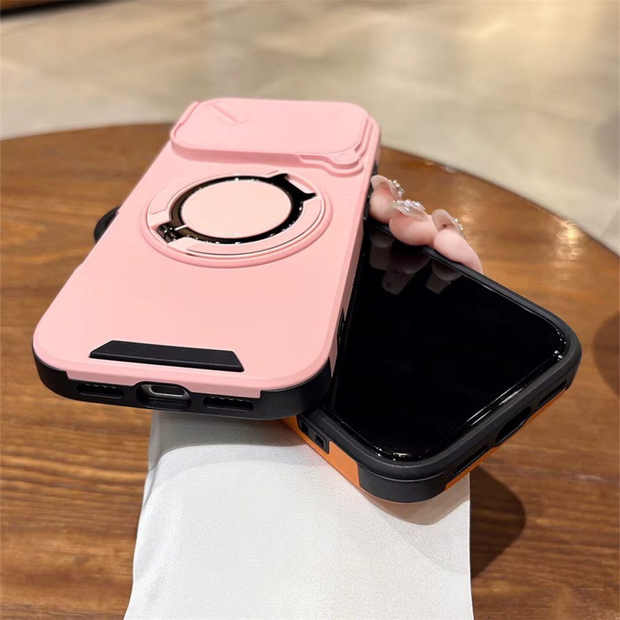 Vyimc Rotierbare Klapphülle mit Linsenschutz und Magnetständer für iPhone 17 und iPhone 18 Pro Max Air, Doppelschichtiger Panzer-Schutz, Verfügbar in Rot und Pink - Bild 4