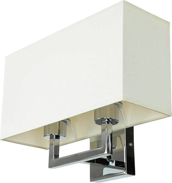 EASYLIGHT Wandleuchte aus Metall und Stoff in Chrom und Natur, Eckig, Breite: 35,5 cm, 2x E27 - Bild 1
