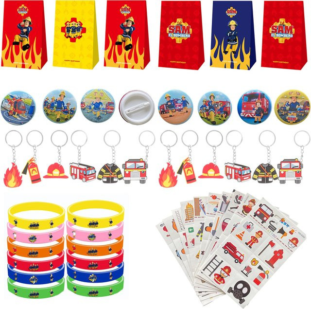 AADECORZZ Feuerwehrmann Sam Partyzubehör Set mit Schlüsselanhängern und Armbändern in Mehrfarbig für Kindergeburtstage - Bild 1