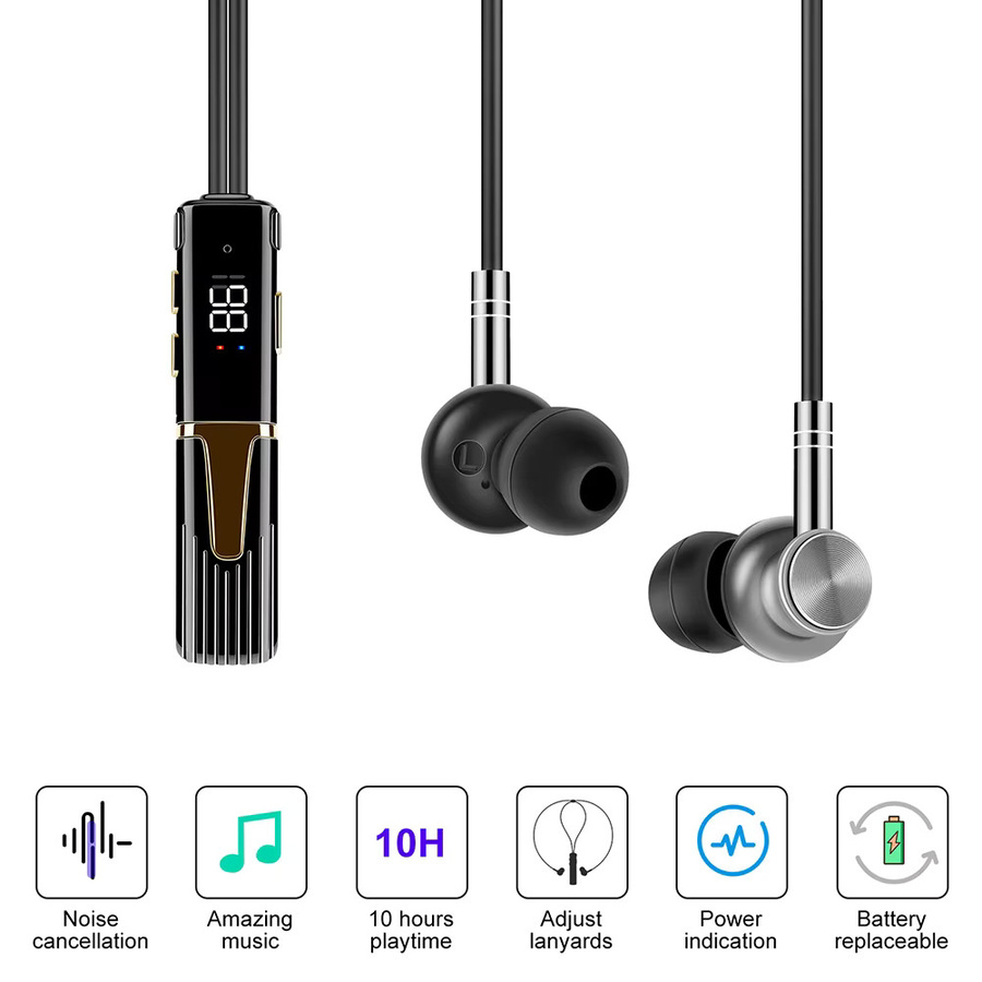 BREDU Sport Wireless Bluetooth Kopfhörer mit Batterie-Display und Lärmreduzierung in Schwarz - Bild 2