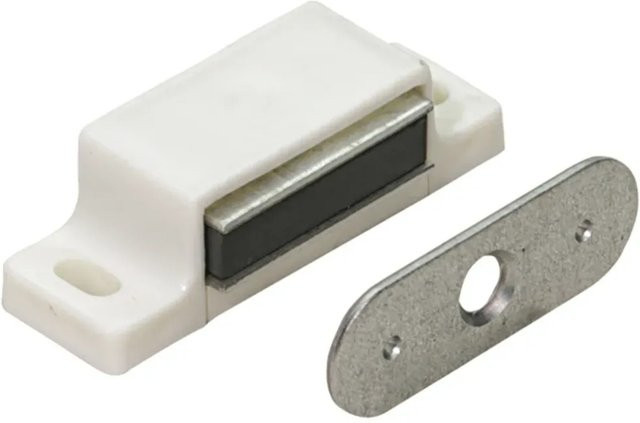 Hettich Magnetschnäpper mit starrer Platte in Weiß, 4 kg Haltekraft, Schraubmontage, B/T/H: 80 x 55 x 20 cm - Bild 1