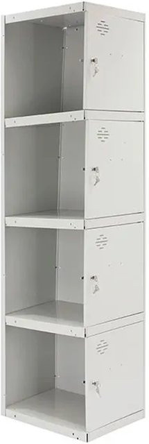 PROREGAL Spind AMEGO Anbaumodul mit 4 Abteilen, Schließfach Garderobe, Grau, H x B x T: 180 x 40 x 50 cm - Bild 1